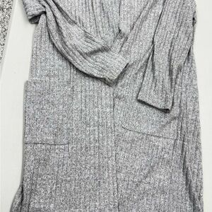 Women’s Long Heathered Gray Knit Cardigan Sweater by Brittany Black